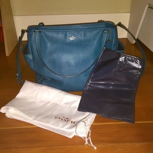 Coach Teal Embossed Leather Baby Tote 33861